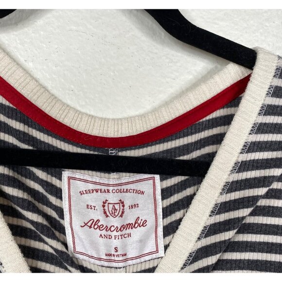 Abercrombie Fitch Sleepwear Collection Pajama Set Henley Ribbed Striped Size S - Picture 2 of 16
